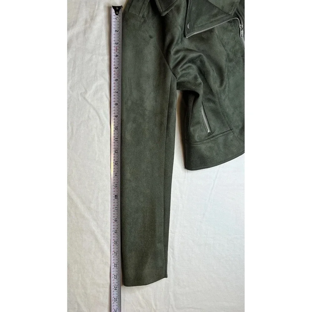 Steve Madden BB Dakota Faux Suede Moto Zipper Jacket Olive Green Women's Size XS - Picture 5 of 6